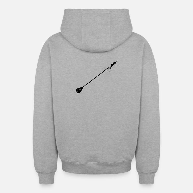 Flèche viking - Sweat à capuche unisexe zippé oversize épais SPREAD - gris chiné