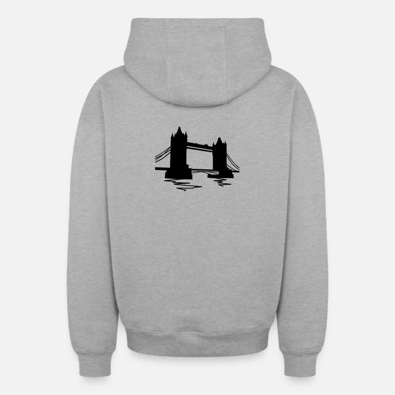 tower_bridge_london_1 - Sweat à capuche unisexe zippé oversize épais SPREAD - gris chiné