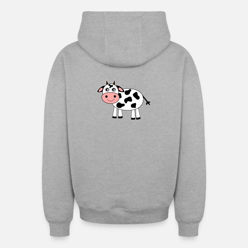 Vache - Sweat à capuche unisexe zippé oversize épais SPREAD - gris chiné