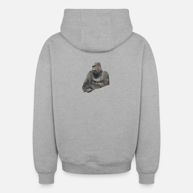gorilla - Sweat à capuche unisexe zippé oversize épais SPREAD - gris chiné