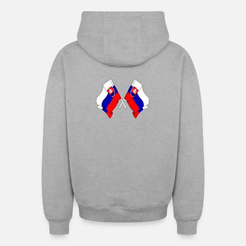 Deux drapeaux Slovaquie - Sweat à capuche unisexe zippé oversize épais SPREAD - gris chiné