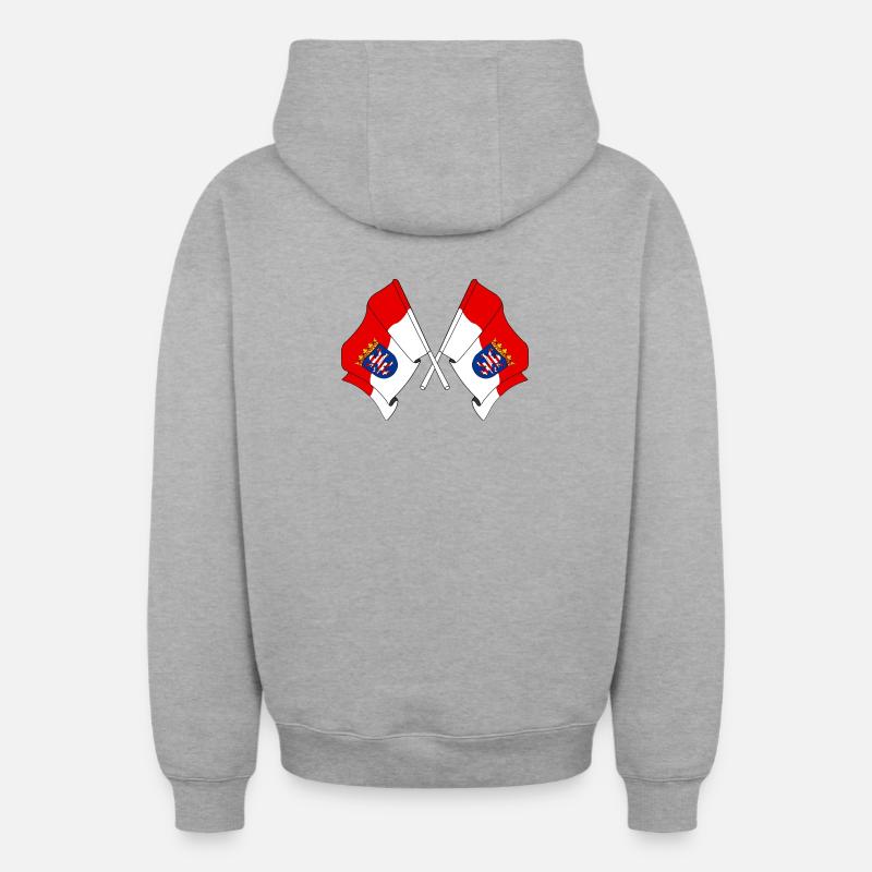 Drapeaux traversés Hesse - Sweat à capuche unisexe zippé oversize épais SPREAD - gris chiné