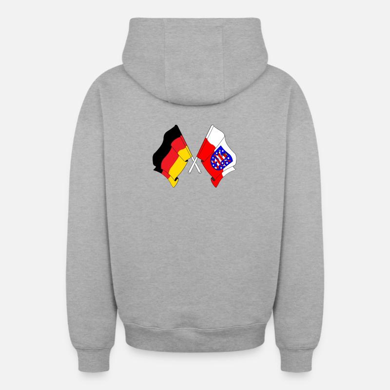 Drapeau Allemagne Thuringe - Sweat à capuche unisexe zippé oversize épais SPREAD - gris chiné