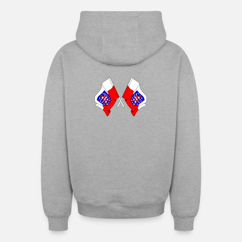 Two flags crossed Thuringia - Oversized Heavyweight Unisex Zip Hoodie - heather grey