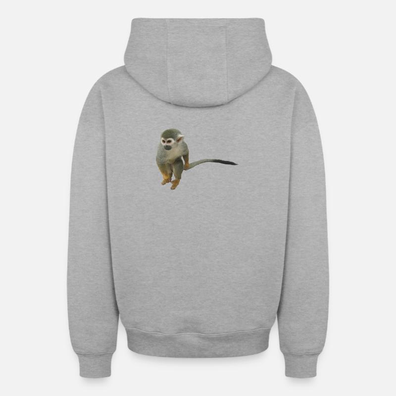 singe - Sweat à capuche unisexe zippé oversize épais SPREAD - gris chiné