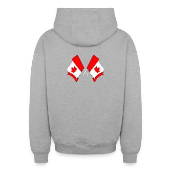 Drapeaux du Canada croisés - Sweat à capuche unisexe zippé oversize épais SPREAD - gris chiné - Dos - AI Model Male 185 dark (185cm)