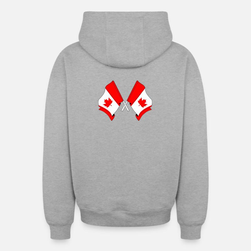 Drapeaux du Canada croisés - Sweat à capuche unisexe zippé oversize épais SPREAD - gris chiné