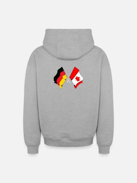 Flag of Germany and flag Canada - Oversized Heavyweight Unisex Zip Hoodie - heather grey