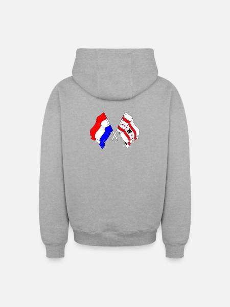 Flag of the Netherlands, Drenthe crossed - Oversized Heavyweight Unisex Zip Hoodie - heather grey