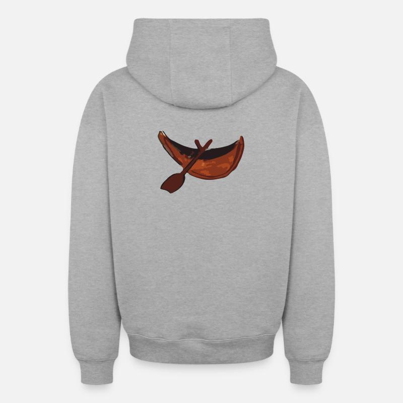 canoë - Sweat à capuche unisexe zippé oversize épais SPREAD - gris chiné