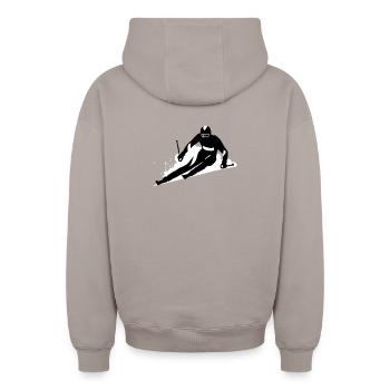 Ski - Oversized Heavyweight Unisex Zip Hoodie - taupe - Back - AI Model Male 178 light (178cm)