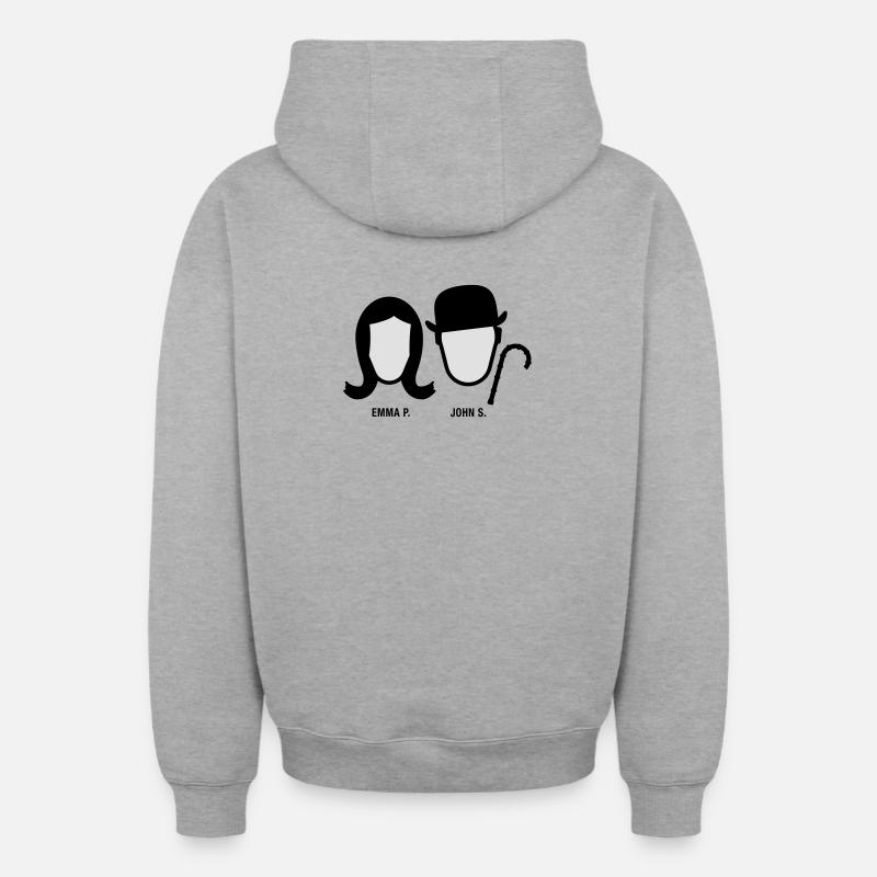 Chapeau Melon (S-03-EP-JS) - Sweat à capuche unisexe zippé oversize épais SPREAD - gris chiné