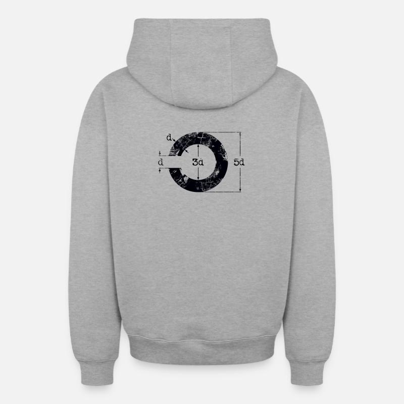Landoltring - Oversized Heavyweight Unisex Zip Hoodie - Grau meliert