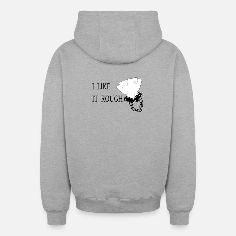 J’aime ça brut - Sweat à capuche unisexe zippé oversize épais SPREAD - gris chiné