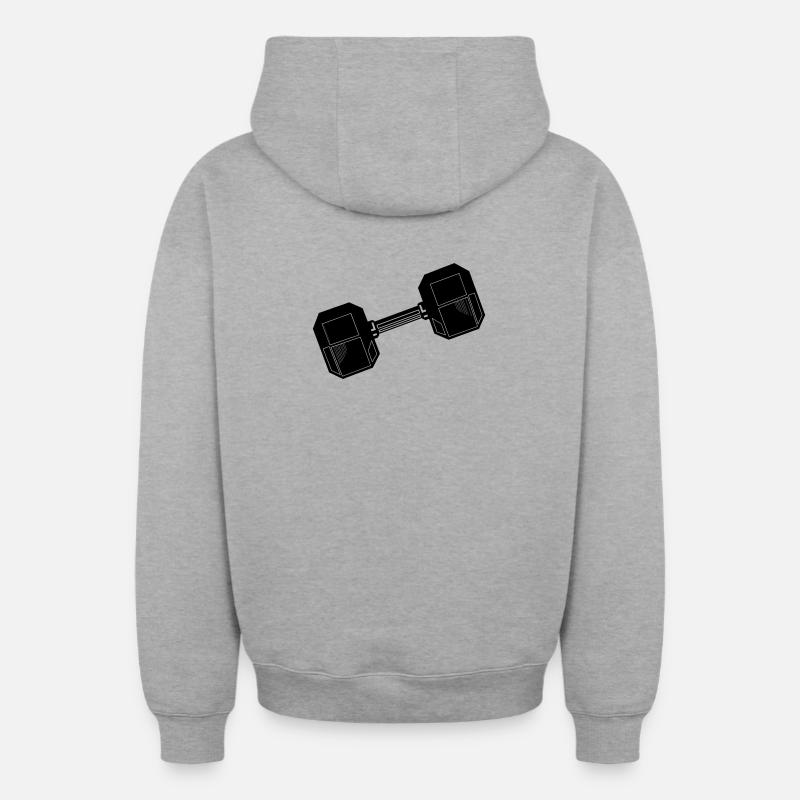 Haltère - Sweat à capuche unisexe zippé oversize épais SPREAD - gris chiné