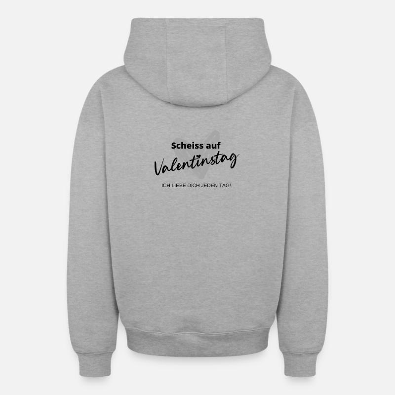 Fuck la Saint-Valentin - Sweat à capuche unisexe zippé oversize épais SPREAD - gris chiné