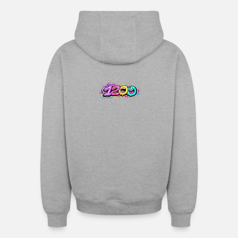 1200 Bubbleface - Sweat à capuche unisexe zippé oversize épais SPREAD - gris chiné