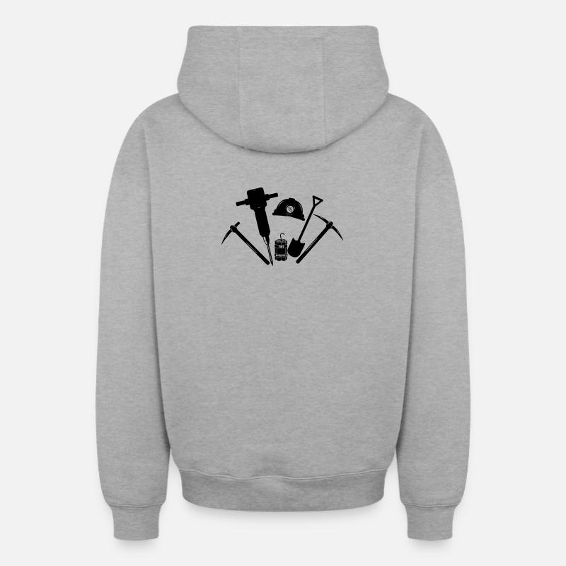 Outils pour mineurs - Sweat à capuche unisexe zippé oversize épais SPREAD - gris chiné