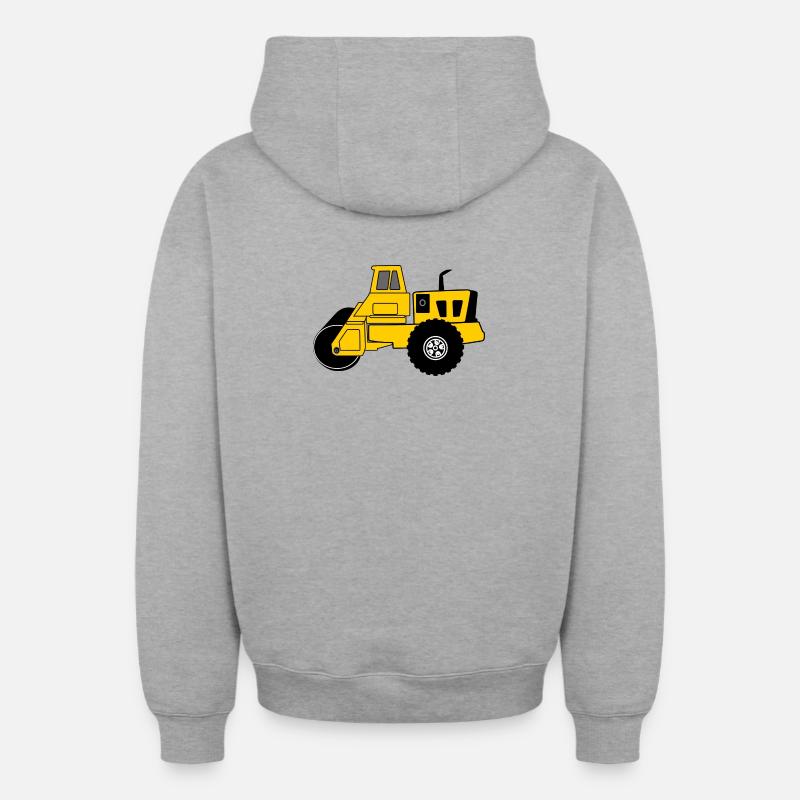 Machine à rouleaux jaunes - Sweat à capuche unisexe zippé oversize épais SPREAD - gris chiné