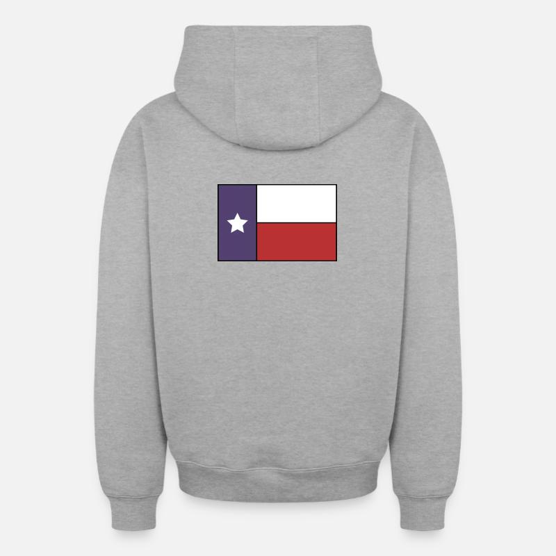 Drapeau du Texas - Sweat à capuche unisexe zippé oversize épais SPREAD - gris chiné