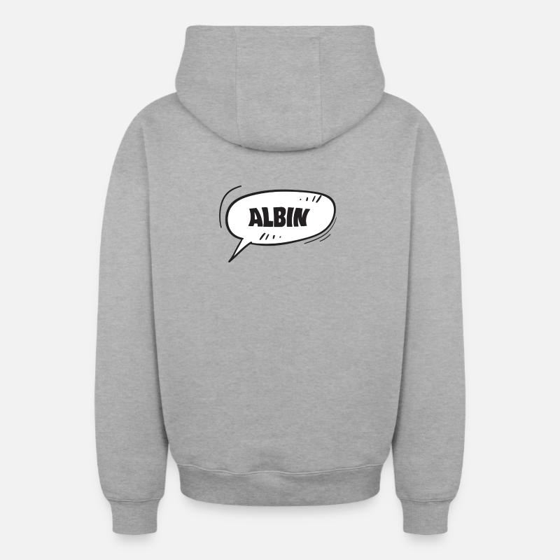 Albin - Oversized Heavyweight Unisex Zip Hoodie - Grau meliert
