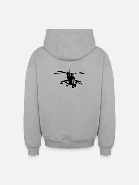 Helicopter Mi-24 - Oversized Heavyweight Unisex Zip Hoodie - heather grey