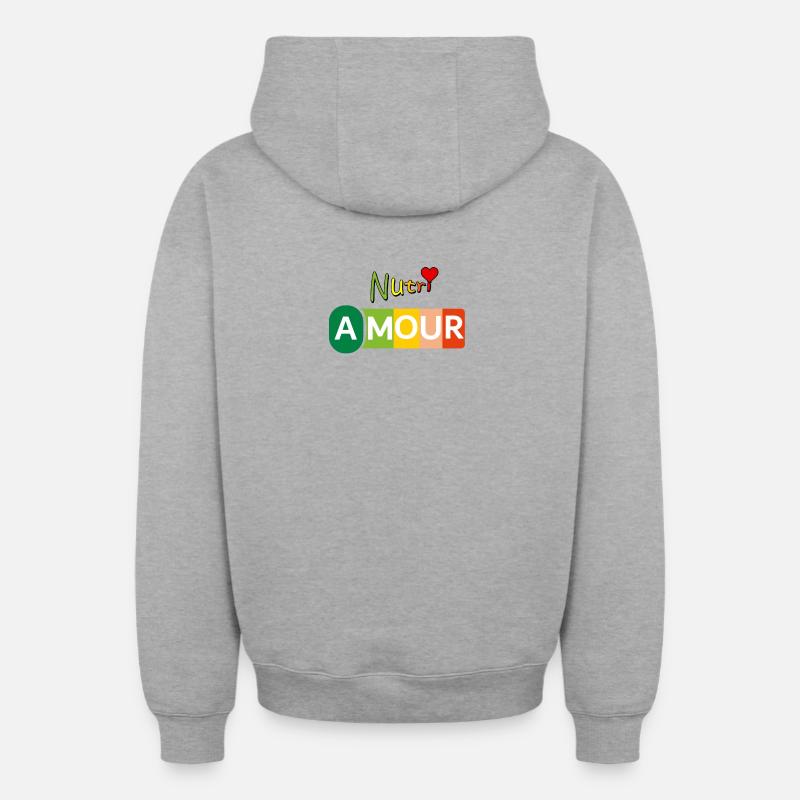 Nutri Amour - Sweat à capuche unisexe zippé oversize épais SPREAD - gris chiné