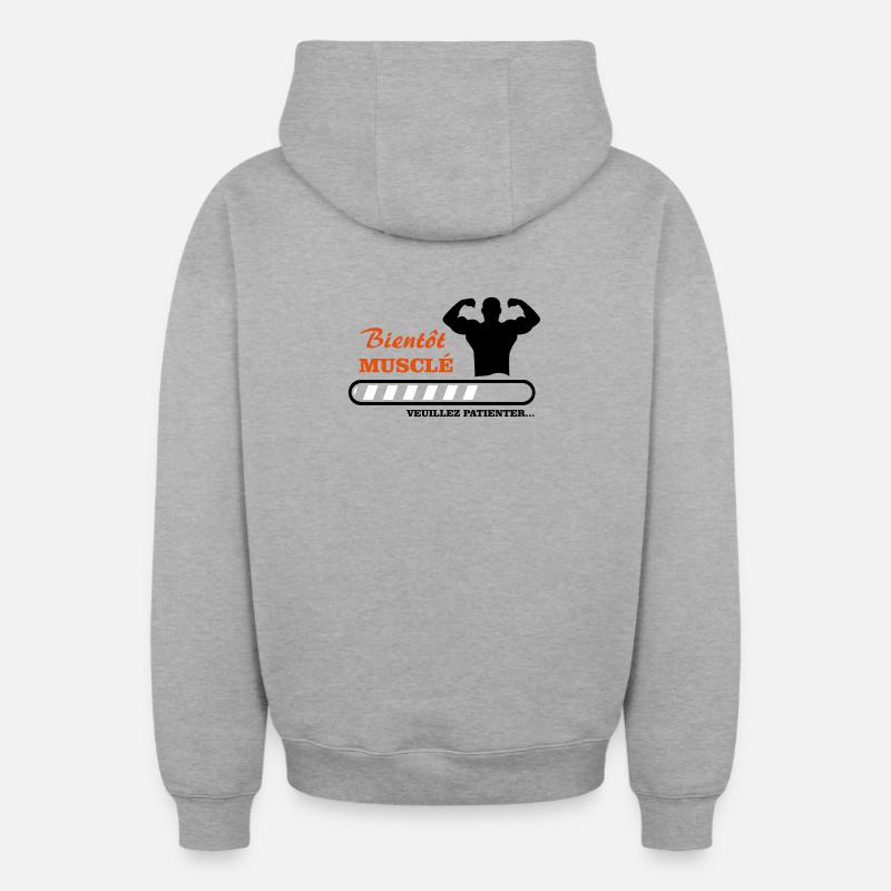 Bientôt musclé  - Sweat à capuche unisexe zippé oversize épais SPREAD - gris chiné