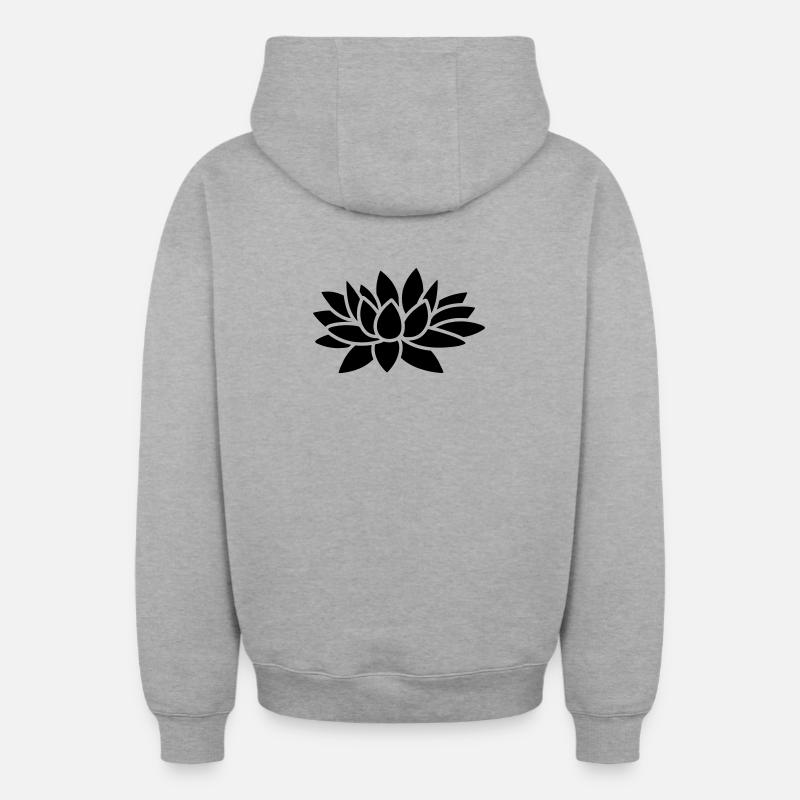 Fleur de lotus - Sweat à capuche unisexe zippé oversize épais SPREAD - gris chiné