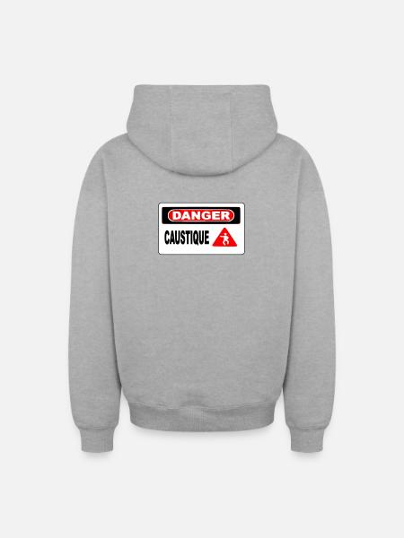 Panneau Danger Caustique - Sweat à capuche unisexe zippé oversize épais SPREAD - gris chiné