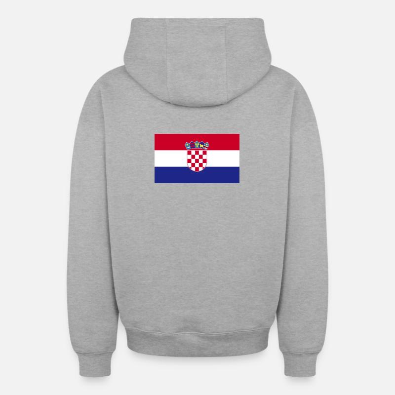 Drapeau croate - Sweat à capuche unisexe zippé oversize épais SPREAD - gris chiné