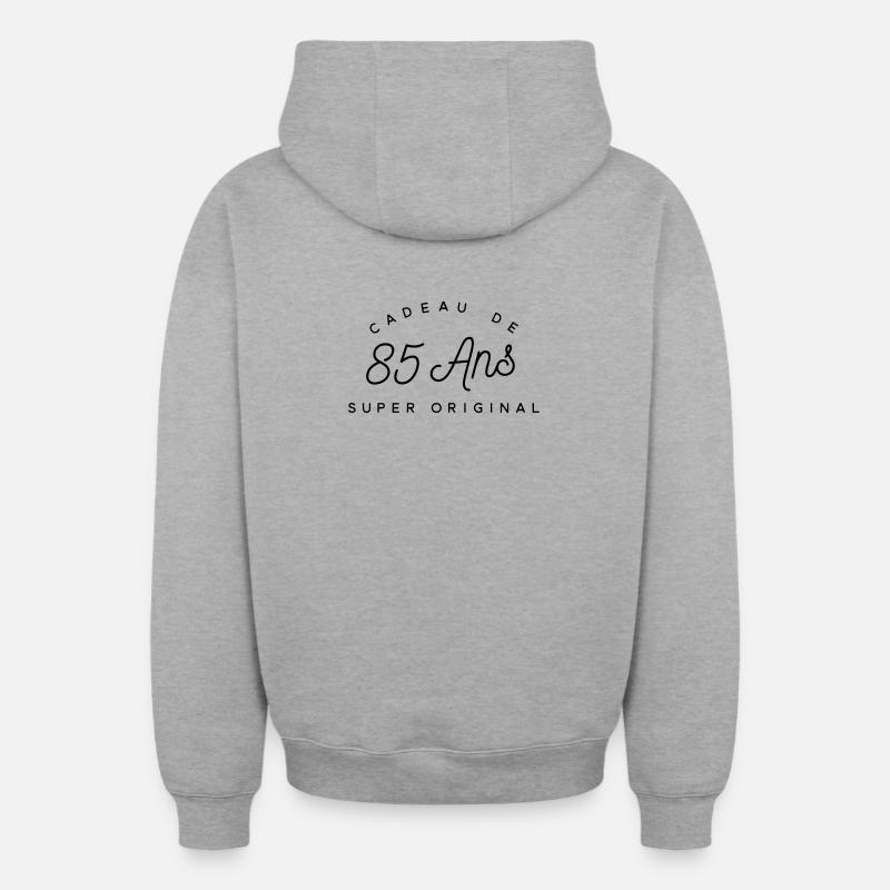 Cadeau 85 ans  - Sweat à capuche unisexe zippé oversize épais SPREAD - gris chiné