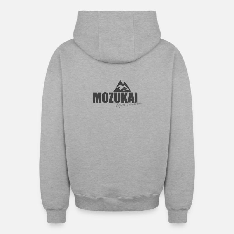 Logo gris MOZUKAI OFFICIEL - Sweat à capuche unisexe zippé oversize épais SPREAD - gris chiné