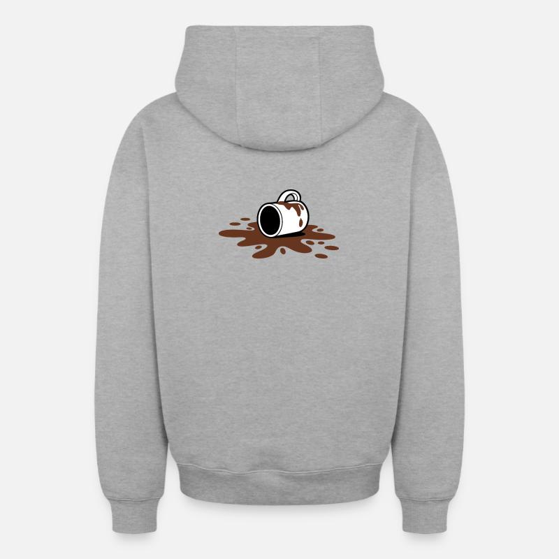 Déversements de café - Sweat à capuche unisexe zippé oversize épais SPREAD - gris chiné