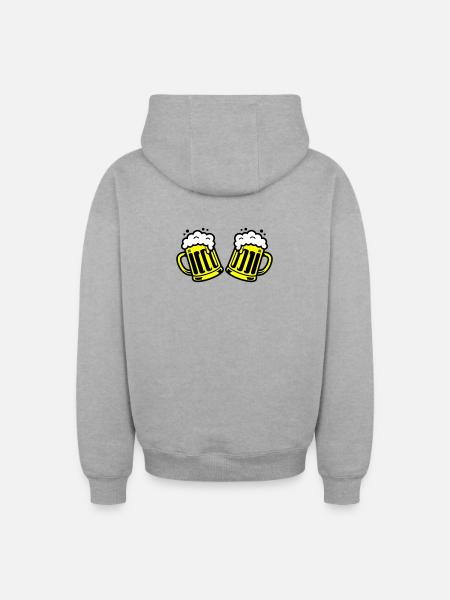 Bier Bierkrug Prost Comic - Oversized Heavyweight Unisex Zip Hoodie - Grau meliert
