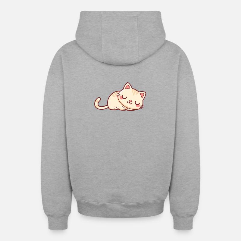 Weichschläfer-Kätzchen - Oversized Heavyweight Unisex Zip Hoodie - Grau meliert