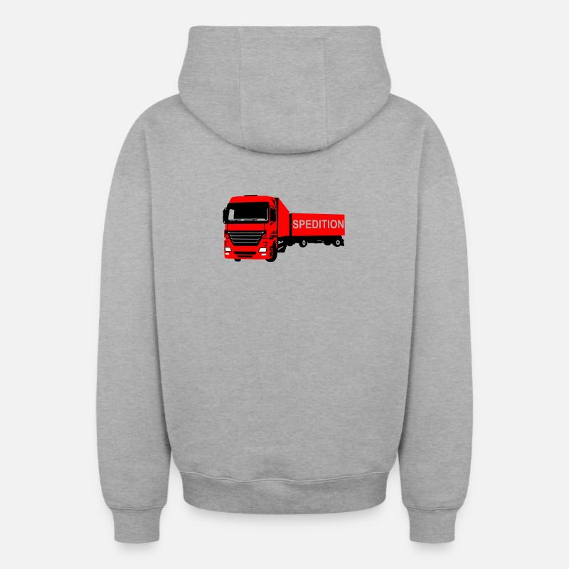 CAMION - Sweat à capuche unisexe zippé oversize épais SPREAD - gris chiné