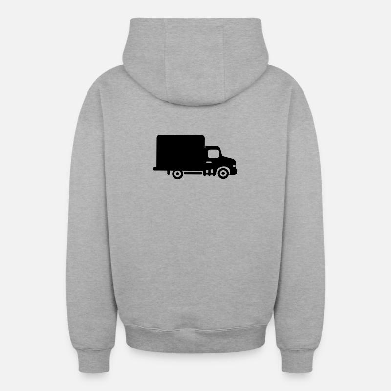 Fourgon transporteur - Sweat à capuche unisexe zippé oversize épais SPREAD - gris chiné