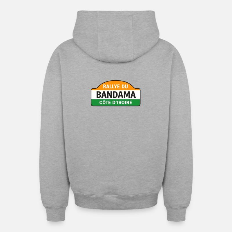 BANDAMA - Sweat à capuche unisexe zippé oversize épais SPREAD - gris chiné