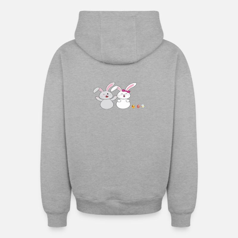 Petit lapin câlin - Sweat à capuche unisexe zippé oversize épais SPREAD - gris chiné