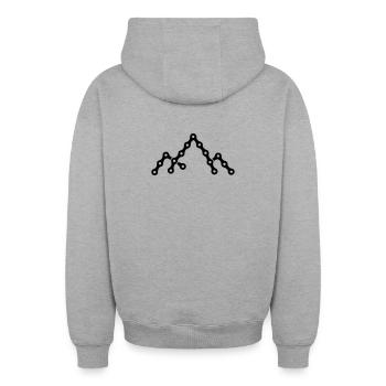 Fahrradkette mit Bergsilhouette - Oversized Heavyweight Unisex Zip Hoodie - Grau meliert - Hinten - AI Model Male 185 dark (185cm)