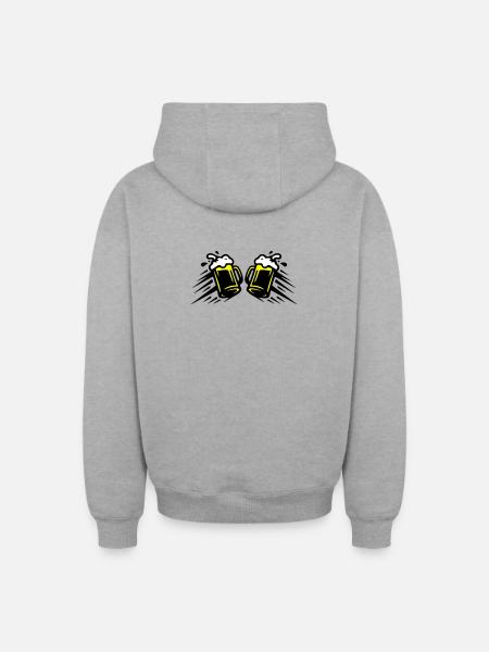 Bier Bierglas Anstoßen Symbol - Oversized Heavyweight Unisex Zip Hoodie - Grau meliert