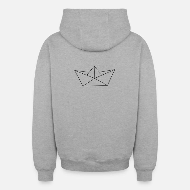 bateau de papier - Sweat à capuche unisexe zippé oversize épais SPREAD - gris chiné