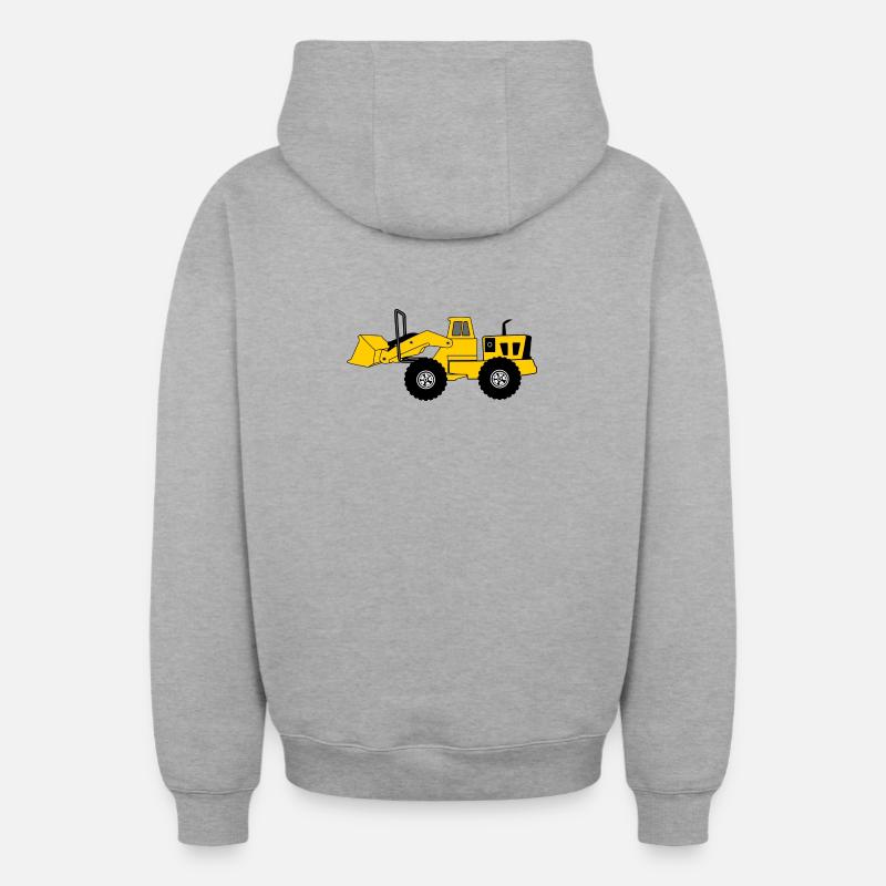 Bulldozer jaune - Sweat à capuche unisexe zippé oversize épais SPREAD - gris chiné