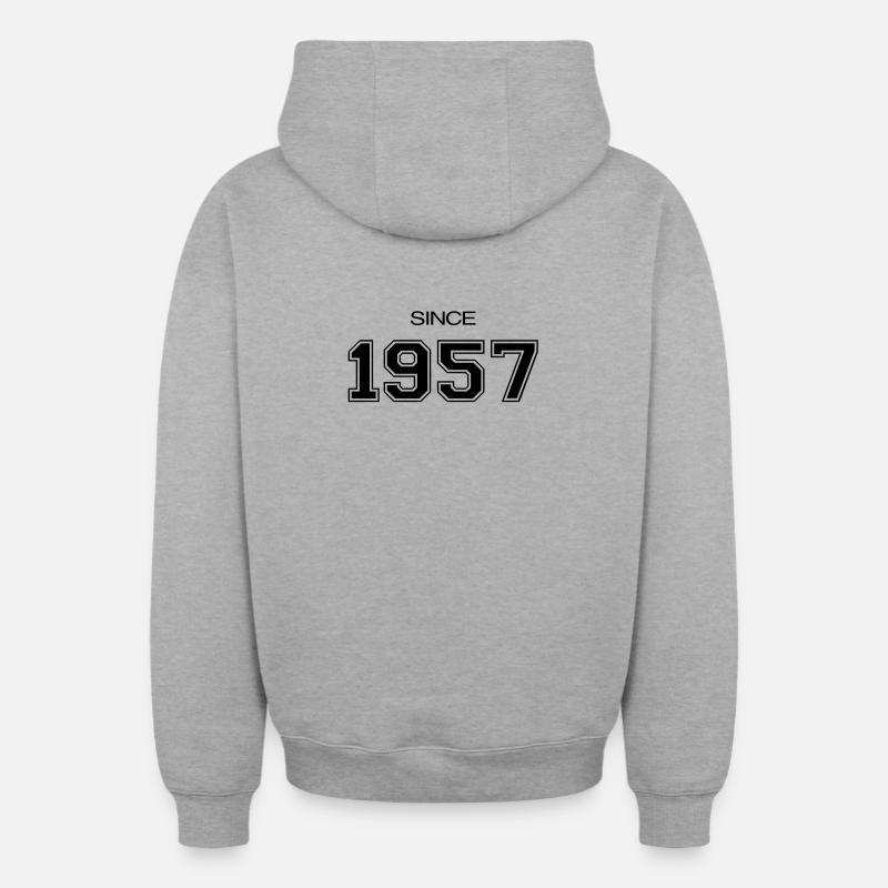cadeau d'anniversaire 1957 - Sweat à capuche unisexe zippé oversize épais SPREAD - gris chiné