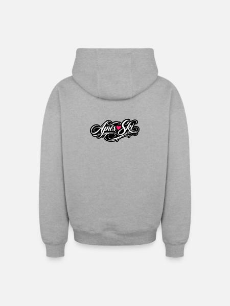 Après-ski heart love - Oversized Heavyweight Unisex Zip Hoodie - heather grey