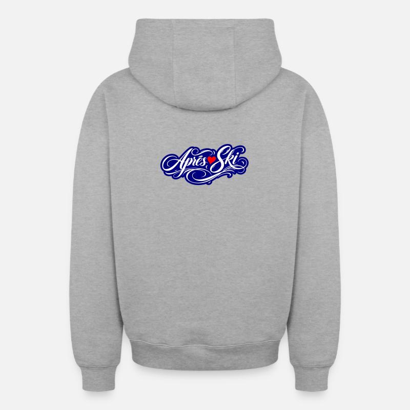 Amour du cœur après ski - Sweat à capuche unisexe zippé oversize épais SPREAD - gris chiné