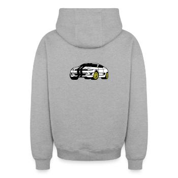 Voiture de sport - Voiture de sport - Coupé - Sweat à capuche unisexe zippé oversize épais SPREAD - gris chiné - Dos - AI Model Male 185 dark (185cm)