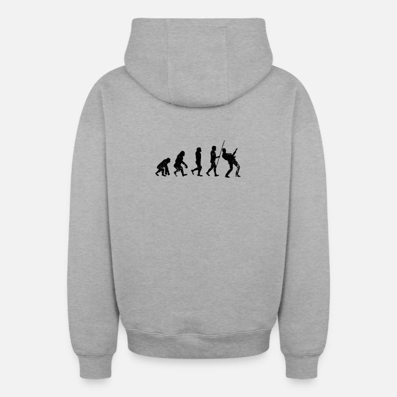 Guitariste Evolution - Sweat à capuche unisexe zippé oversize épais SPREAD - gris chiné