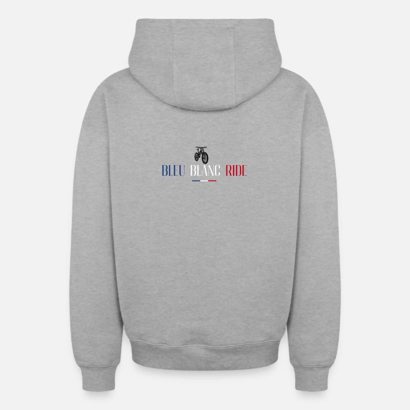 bleu blanc ride - Sweat à capuche unisexe zippé oversize épais SPREAD - gris chiné